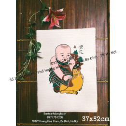 Tranh Đông Hồ Em Bé Ôm Gà - Vinh Hoa (loại 37x52cm)